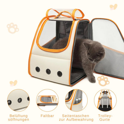 Kono Foldable Pet Backpack for Cats & Dogs | Breathable, Steel Frame Travel Carrier — Wahooly Kono Foldable Pet Backpack for Cats & Dogs | Breathable Mesh, 3mm Steel Frame, Side & Top Access | Travel Carrier