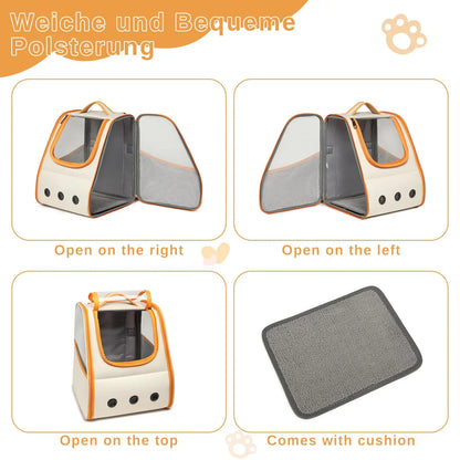 Kono Foldable Pet Backpack for Cats & Dogs | Breathable, Steel Frame Travel Carrier — Wahooly Kono Foldable Pet Backpack for Cats & Dogs | Breathable Mesh, 3mm Steel Frame, Side & Top Access | Travel Carrier