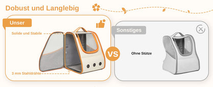 Kono Foldable Pet Backpack for Cats & Dogs | Breathable, Steel Frame Travel Carrier — Wahooly Kono Foldable Pet Backpack for Cats & Dogs | Breathable Mesh, 3mm Steel Frame, Side & Top Access | Travel Carrier