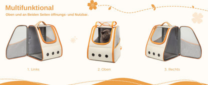 Kono Foldable Pet Backpack for Cats & Dogs | Breathable, Steel Frame Travel Carrier — Wahooly Kono Foldable Pet Backpack for Cats & Dogs | Breathable Mesh, 3mm Steel Frame, Side & Top Access | Travel Carrier