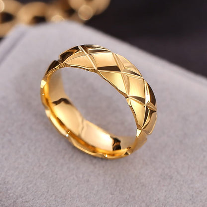 Korean Style Diamond Stainless Steel Ring – Unisex Geometric Band | Silver, Rose Gold & Gold Korean Style Diamond Stainless Steel Ring – Unisex Geometric Band