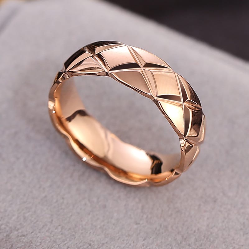 Korean Style Diamond Stainless Steel Ring – Unisex Geometric Band | Silver, Rose Gold & Gold Korean Style Diamond Stainless Steel Ring – Unisex Geometric Band