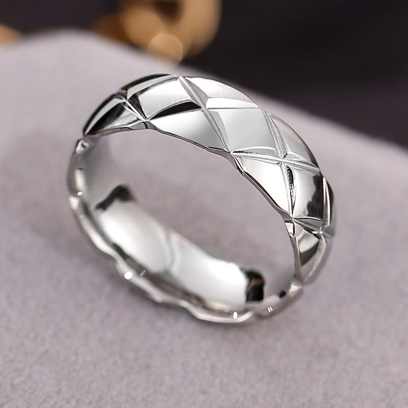 Korean Style Diamond Stainless Steel Ring – Unisex Geometric Band | Silver, Rose Gold & Gold Korean Style Diamond Stainless Steel Ring – Unisex Geometric Band