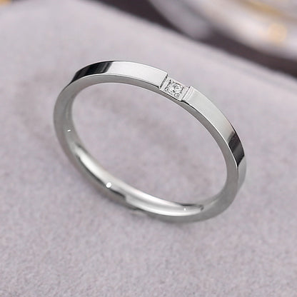 Korean Style Diamond Stainless Steel Ring – Unisex Geometric Band | Silver, Rose Gold & Gold Korean Style Diamond Stainless Steel Ring – Unisex Geometric Band