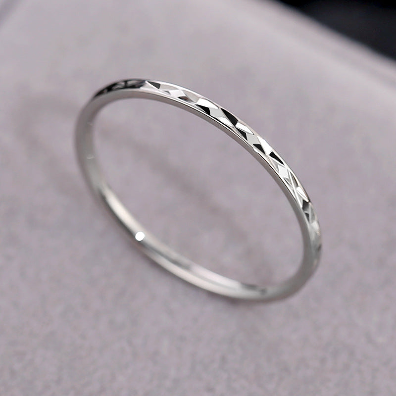 Korean Style Diamond Stainless Steel Ring – Unisex Geometric Band | Silver, Rose Gold & Gold Korean Style Diamond Stainless Steel Ring – Unisex Geometric Band