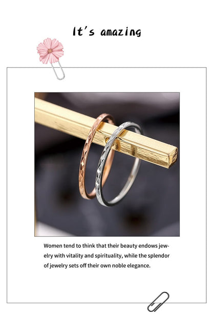 Korean Style Diamond Stainless Steel Ring – Unisex Geometric Band | Silver, Rose Gold & Gold Korean Style Diamond Stainless Steel Ring – Unisex Geometric Band