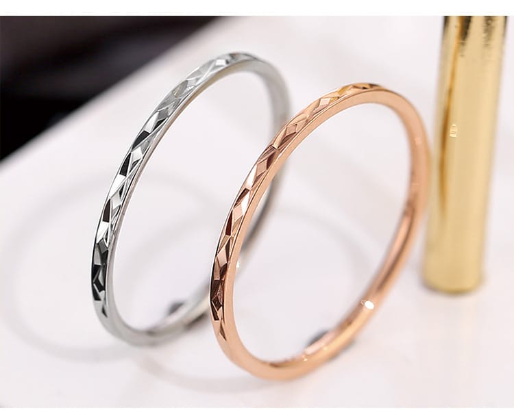 Korean Style Diamond Stainless Steel Ring – Unisex Geometric Band | Silver, Rose Gold & Gold Korean Style Diamond Stainless Steel Ring – Unisex Geometric Band