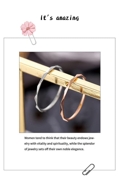 Korean Style Diamond Stainless Steel Ring – Unisex Geometric Band | Silver, Rose Gold & Gold Korean Style Diamond Stainless Steel Ring – Unisex Geometric Band