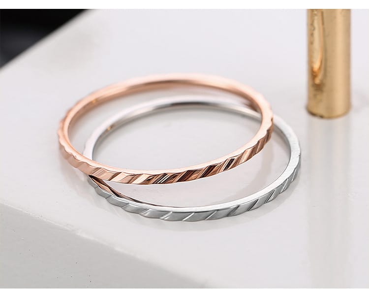 Korean Style Diamond Stainless Steel Ring – Unisex Geometric Band | Silver, Rose Gold & Gold Korean Style Diamond Stainless Steel Ring – Unisex Geometric Band