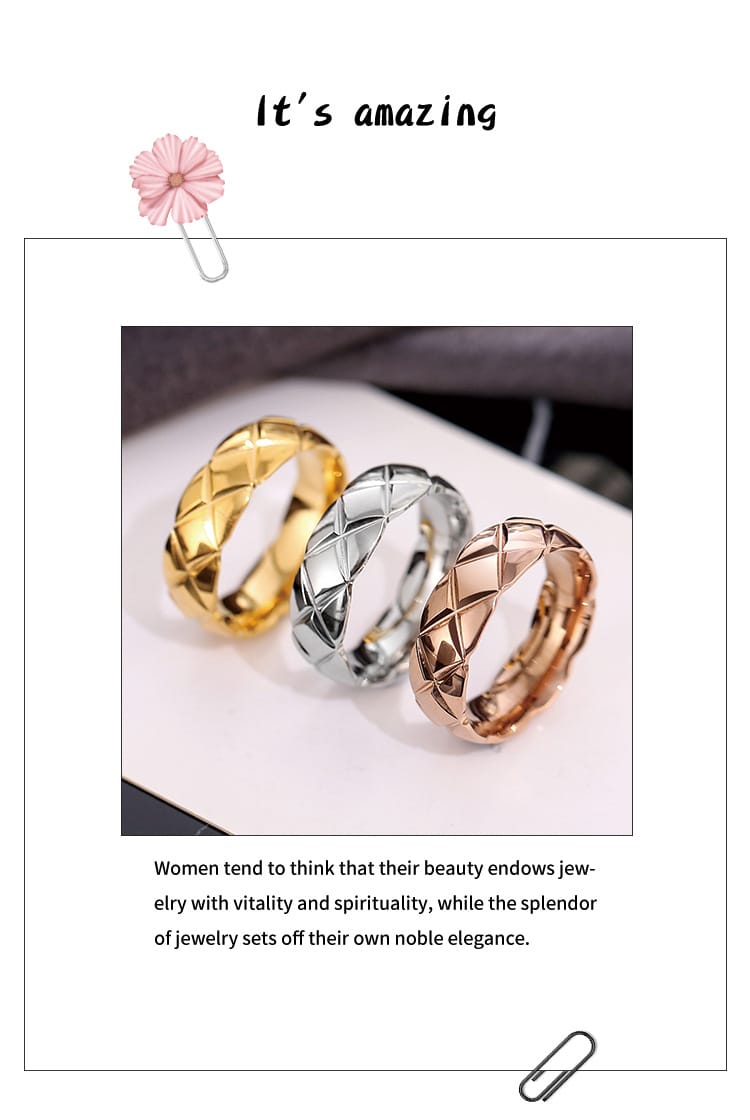 Korean Style Diamond Stainless Steel Ring – Unisex Geometric Band | Silver, Rose Gold & Gold Korean Style Diamond Stainless Steel Ring – Unisex Geometric Band