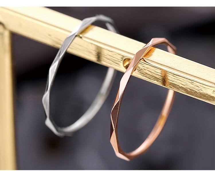 Korean Style Diamond Stainless Steel Ring – Unisex Geometric Band | Silver, Rose Gold & Gold Korean Style Diamond Stainless Steel Ring – Unisex Geometric Band