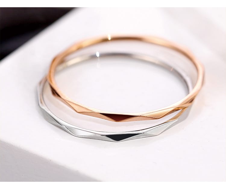 Korean Style Diamond Stainless Steel Ring – Unisex Geometric Band | Silver, Rose Gold & Gold Korean Style Diamond Stainless Steel Ring – Unisex Geometric Band