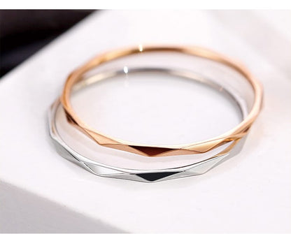 Korean Style Diamond Stainless Steel Ring – Unisex Geometric Band | Silver, Rose Gold & Gold Korean Style Diamond Stainless Steel Ring – Unisex Geometric Band