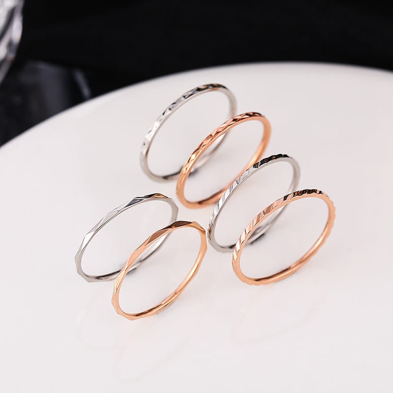 Korean Style Diamond Stainless Steel Ring – Unisex Geometric Band | Silver, Rose Gold & Gold Korean Style Diamond Stainless Steel Ring – Unisex Geometric Band