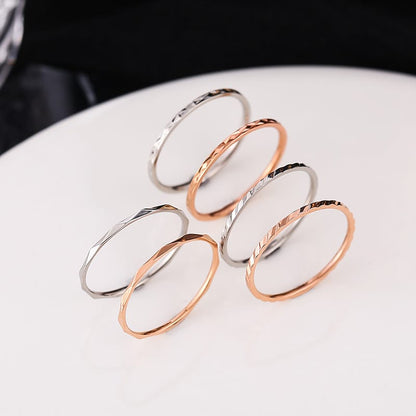 Korean Style Diamond Stainless Steel Ring – Unisex Geometric Band | Silver, Rose Gold & Gold Korean Style Diamond Stainless Steel Ring – Unisex Geometric Band