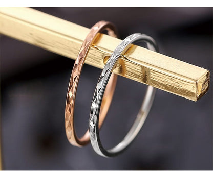 Korean Style Diamond Stainless Steel Ring – Unisex Geometric Band | Silver, Rose Gold & Gold Korean Style Diamond Stainless Steel Ring – Unisex Geometric Band