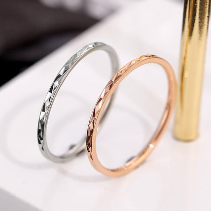Korean Style Diamond Stainless Steel Ring – Unisex Geometric Band | Silver, Rose Gold & Gold Korean Style Diamond Stainless Steel Ring – Unisex Geometric Band