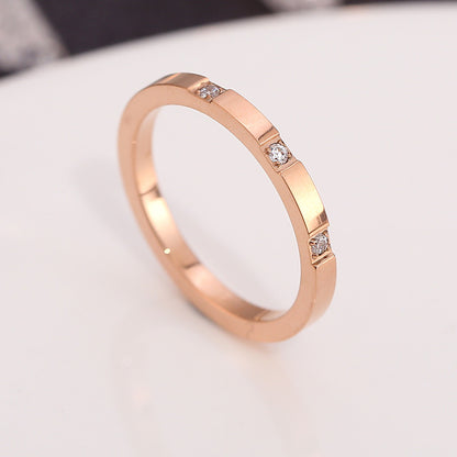 Korean Style Diamond Stainless Steel Ring – Unisex Geometric Band | Silver, Rose Gold & Gold Korean Style Diamond Stainless Steel Ring – Unisex Geometric Band