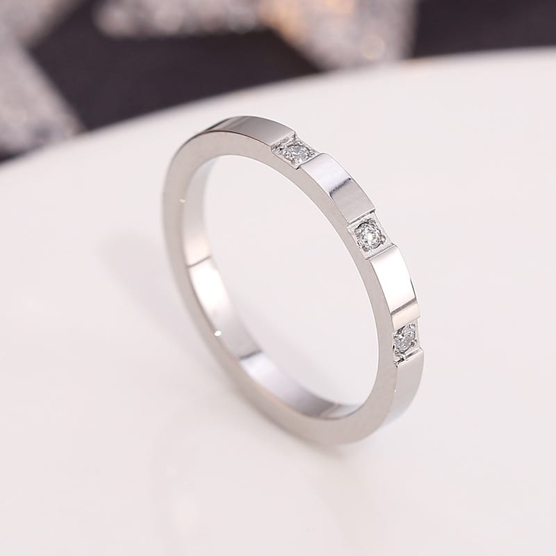 Korean Style Diamond Stainless Steel Ring – Unisex Geometric Band | Silver, Rose Gold & Gold Korean Style Diamond Stainless Steel Ring – Unisex Geometric Band