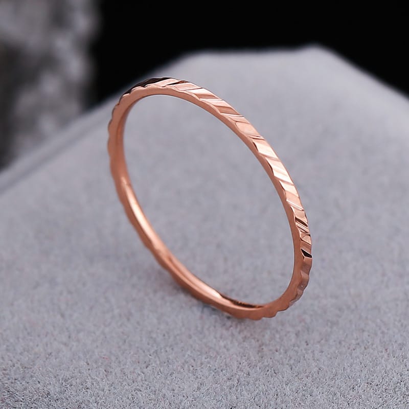 Korean Style Diamond Stainless Steel Ring – Unisex Geometric Band | Silver, Rose Gold & Gold Korean Style Diamond Stainless Steel Ring – Unisex Geometric Band