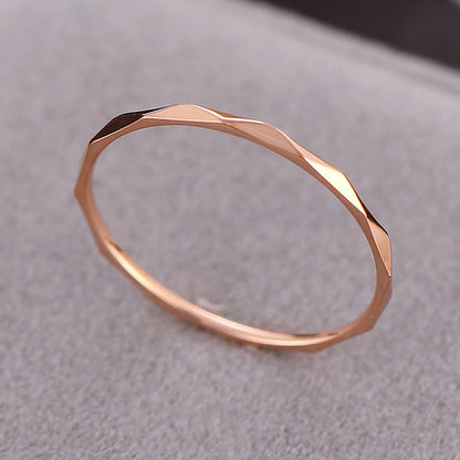 Korean Style Diamond Stainless Steel Ring – Unisex Geometric Band | Silver, Rose Gold & Gold Korean Style Diamond Stainless Steel Ring – Unisex Geometric Band