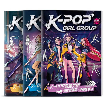 KPop Demon Hunter Coloring Books Picture Book Peripheral Painting Book Line Drawing Children's Birthday Gift KPop Demon Hunter Coloring Books Picture Book Peripheral Painting Book Line Drawing Children's Birthday Gift