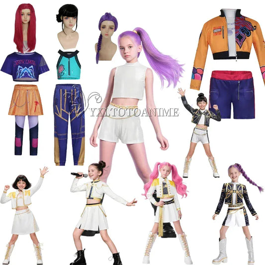 K-Pop Demon Hunter Girls Cosplay Costume - Rumi Zoey Mira | Wahooly Kpop Demon Hunter Cosplay Costume, Rumi Zoey Mira, Girls Style, Kids Stage Show Clothing, Halloween