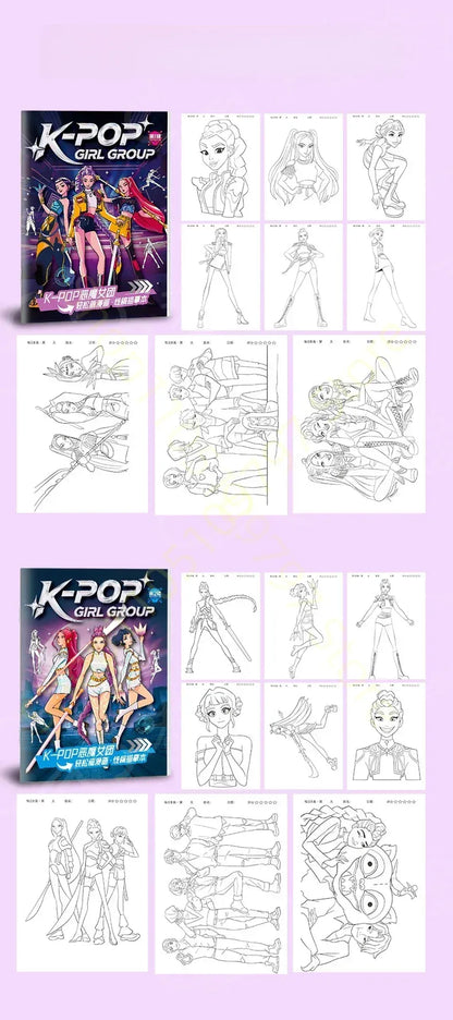 KPop Demon Hunter Cute Cartoon Tracking Coloring Books Kids Painting Sketch Stationery Book Creative   Anime hobby festival gift KPop Demon Hunter Cute Cartoon Tracking Coloring Books Kids Painting Sketch Stationery Book Creative   Anime hobby festival gift