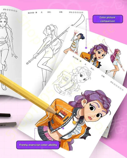 KPop Demon Hunter Cute Cartoon Tracking Coloring Books Kids Painting Sketch Stationery Book Creative   Anime hobby festival gift KPop Demon Hunter Cute Cartoon Tracking Coloring Books Kids Painting Sketch Stationery Book Creative   Anime hobby festival gift