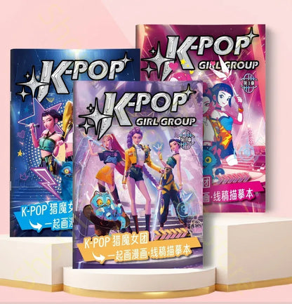 KPop Demon Hunter Cute Cartoon Tracking Coloring Books Kids Painting Sketch Stationery Book Creative   Anime hobby festival gift KPop Demon Hunter Cute Cartoon Tracking Coloring Books Kids Painting Sketch Stationery Book Creative   Anime hobby festival gift