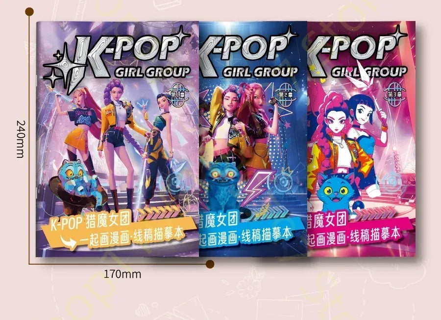 KPop Demon Hunter Cute Cartoon Tracking Coloring Books Kids Painting Sketch Stationery Book Creative   Anime hobby festival gift KPop Demon Hunter Cute Cartoon Tracking Coloring Books Kids Painting Sketch Stationery Book Creative   Anime hobby festival gift