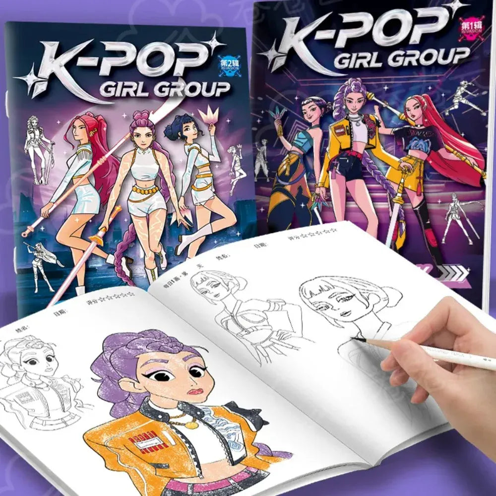 KPop Demon Hunter Cute Cartoon Tracking Coloring Books Kids Painting Sketch Stationery Book Creative   Anime hobby festival gift KPop Demon Hunter Cute Cartoon Tracking Coloring Books Kids Painting Sketch Stationery Book Creative   Anime hobby festival gift