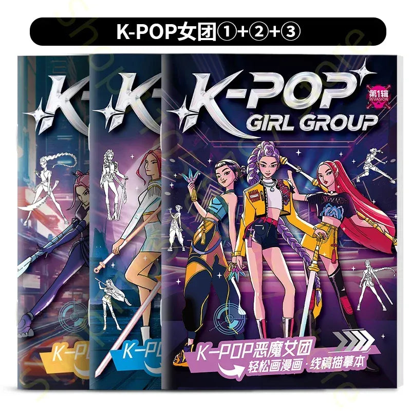 KPop Demon Hunter Cute Cartoon Tracking Coloring Books Kids Painting Sketch Stationery Book Creative   Anime hobby festival gift KPop Demon Hunter Cute Cartoon Tracking Coloring Books Kids Painting Sketch Stationery Book Creative   Anime hobby festival gift