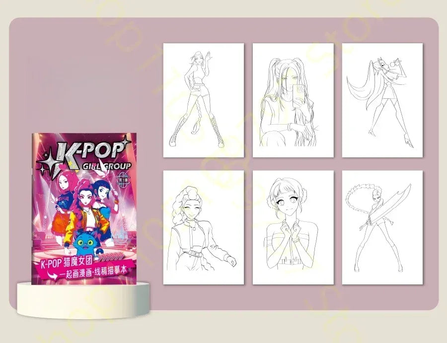 KPop Demon Hunter Cute Cartoon Tracking Coloring Books Kids Painting Sketch Stationery Book Creative   Anime hobby festival gift KPop Demon Hunter Cute Cartoon Tracking Coloring Books Kids Painting Sketch Stationery Book Creative   Anime hobby festival gift