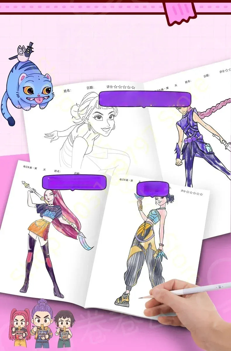 KPop Demon Hunter Cute Cartoon Tracking Coloring Books Kids Painting Sketch Stationery Book Creative   Anime hobby festival gift KPop Demon Hunter Cute Cartoon Tracking Coloring Books Kids Painting Sketch Stationery Book Creative   Anime hobby festival gift