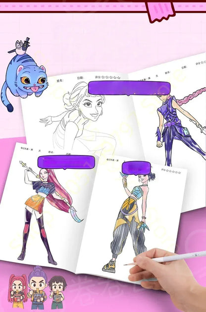 KPop Demon Hunter Cute Cartoon Tracking Coloring Books Kids Painting Sketch Stationery Book Creative   Anime hobby festival gift KPop Demon Hunter Cute Cartoon Tracking Coloring Books Kids Painting Sketch Stationery Book Creative   Anime hobby festival gift