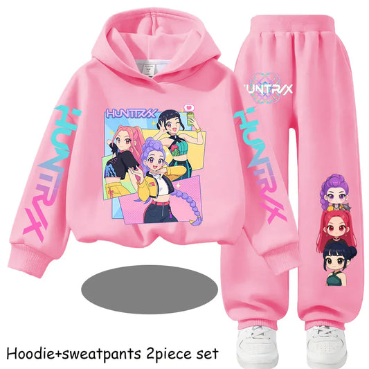 Kpop Demon Hunters Kids New Fashion Cartoon Print 2pcs Hoodie+Pants Sportsuits Casual Outfits Clothes for 2-13 Years Boys Girls Kpop Demon Hunters Kids New Fashion Cartoon Print 2pcs Hoodie+Pants Sportsuits Casual Outfits Clothes for 2-13 Years Boys Girls