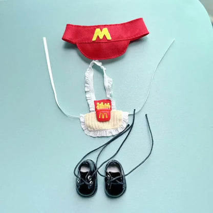 Labubu 17cm Clothes Outfit Accessories For Labubu Dolls Clothing Kids Gift French Fries Apron And M Hat Work Uniforms FF15G Labubu 17cm Clothes Outfit Accessories For Labubu Dolls Clothing Kids Gift French Fries Apron And M Hat Work Uniforms FF15G