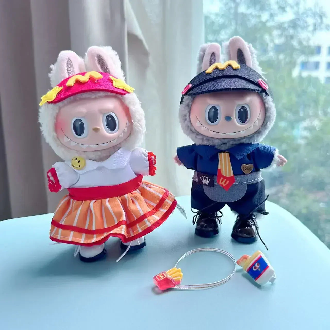 Labubu 17cm Clothes Outfit Accessories For Labubu Dolls Clothing Kids Gift French Fries Apron And M Hat Work Uniforms FF15G Labubu 17cm Clothes Outfit Accessories For Labubu Dolls Clothing Kids Gift French Fries Apron And M Hat Work Uniforms FF15G