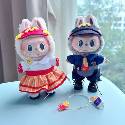 Labubu 17cm Clothes Outfit Accessories For Labubu Dolls Clothing Kids Gift French Fries Apron And M Hat Work Uniforms FF15G Labubu 17cm Clothes Outfit Accessories For Labubu Dolls Clothing Kids Gift French Fries Apron And M Hat Work Uniforms FF15G