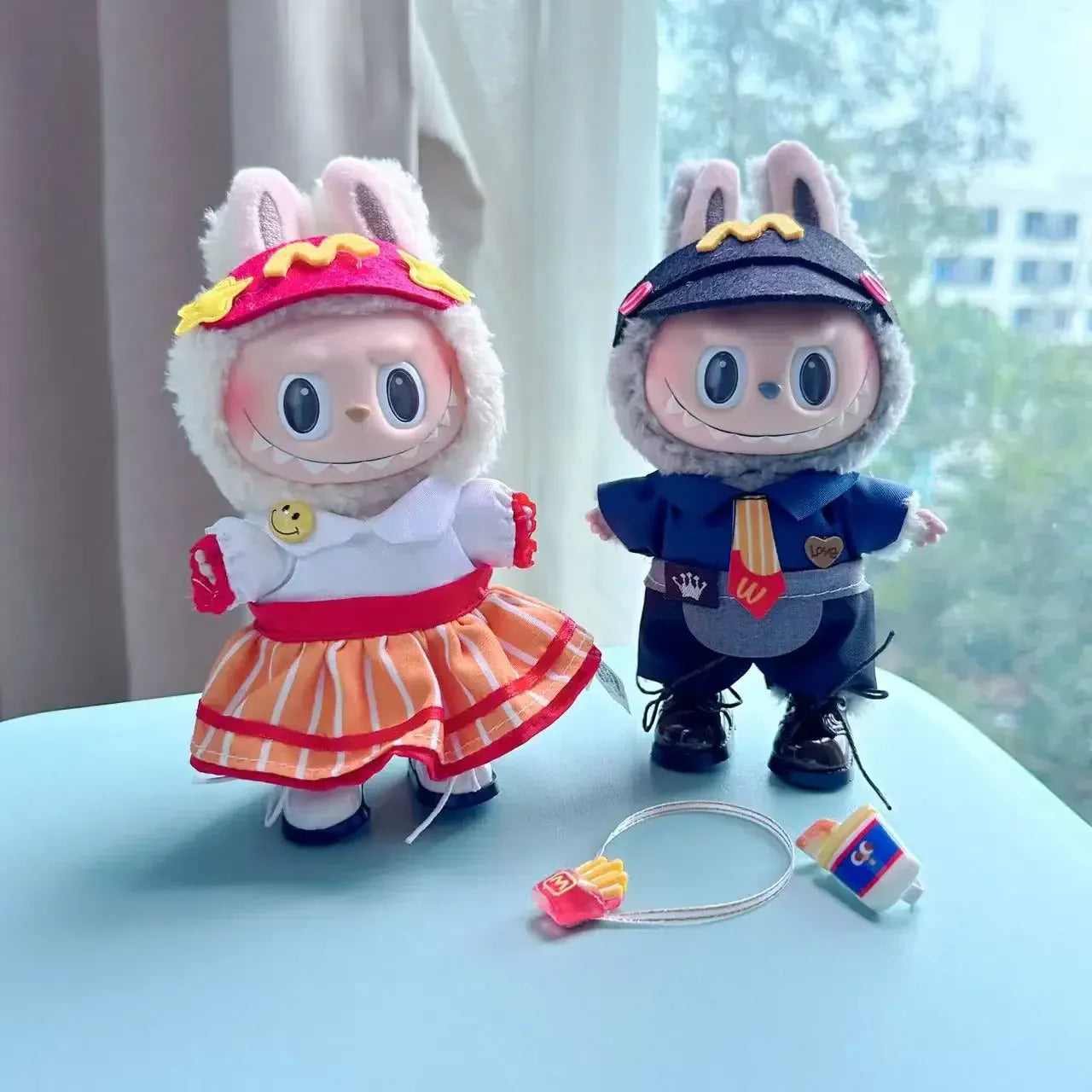 Labubu 17cm Clothes Outfit Accessories For Labubu Dolls Clothing Kids Gift French Fries Apron And M Hat Work Uniforms FF15G Labubu 17cm Clothes Outfit Accessories For Labubu Dolls Clothing Kids Gift French Fries Apron And M Hat Work Uniforms FF15G