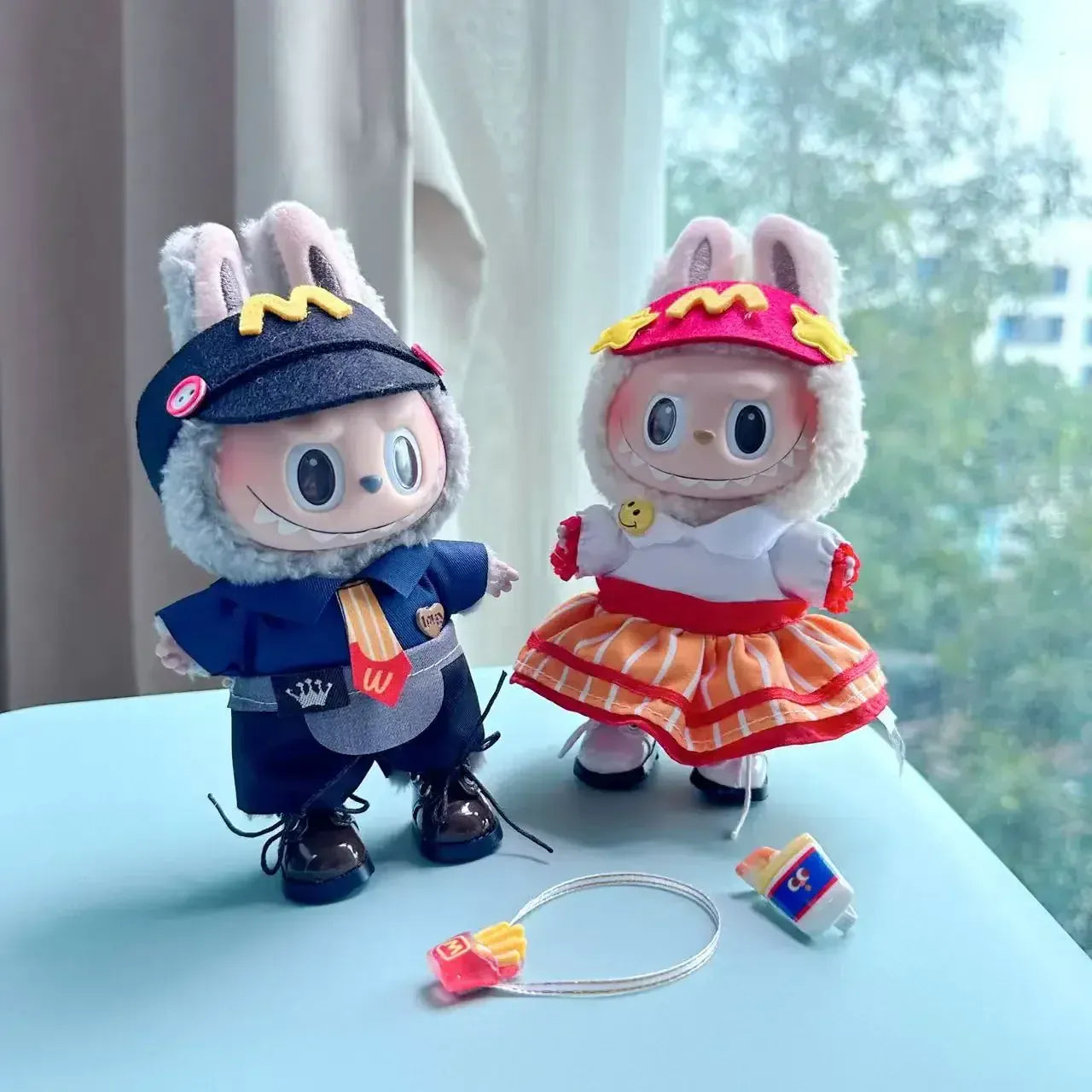 Labubu 17cm Clothes Outfit Accessories For Labubu Dolls Clothing Kids Gift French Fries Apron And M Hat Work Uniforms FF15G Labubu 17cm Clothes Outfit Accessories For Labubu Dolls Clothing Kids Gift French Fries Apron And M Hat Work Uniforms FF15G