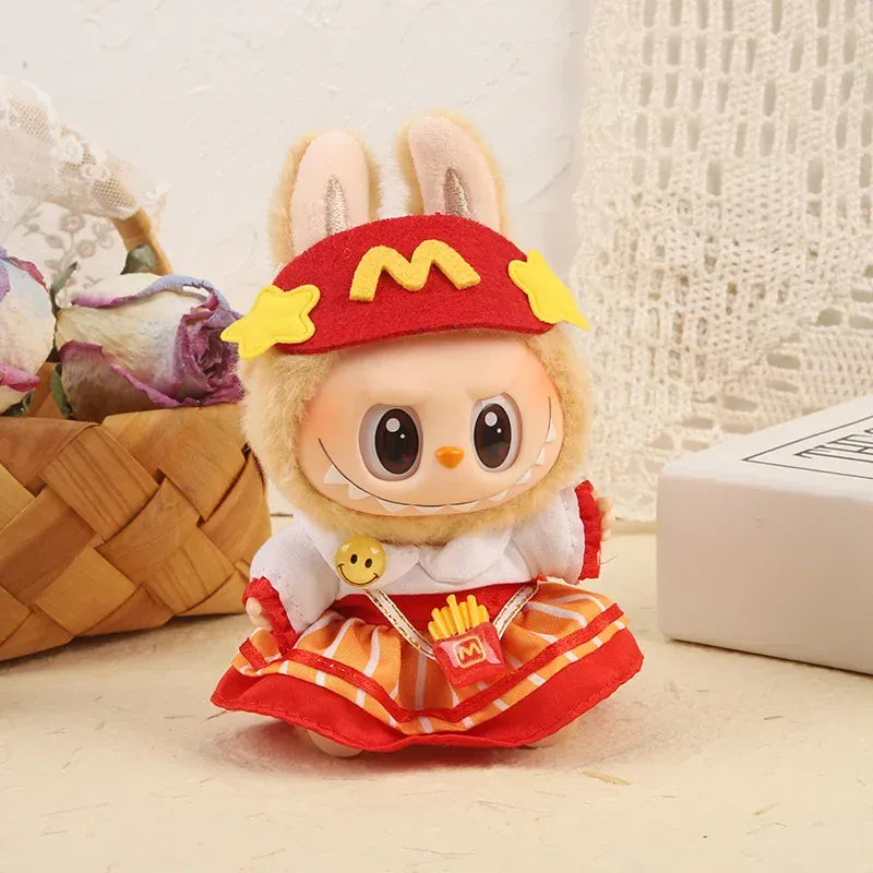 Labubu 17cm Clothes Outfit Accessories For Labubu Dolls Clothing Kids Gift French Fries Apron And M Hat Work Uniforms FF15G Labubu 17cm Clothes Outfit Accessories For Labubu Dolls Clothing Kids Gift French Fries Apron And M Hat Work Uniforms FF15G