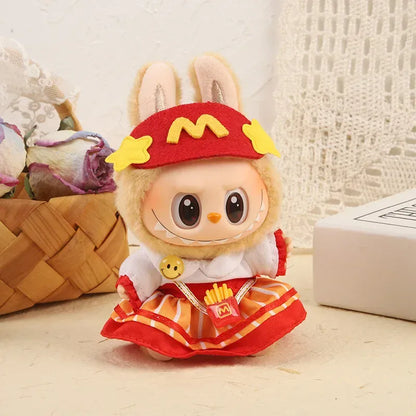 Labubu 17cm Clothes Outfit Accessories For Labubu Dolls Clothing Kids Gift French Fries Apron And M Hat Work Uniforms FF15G Labubu 17cm Clothes Outfit Accessories For Labubu Dolls Clothing Kids Gift French Fries Apron And M Hat Work Uniforms FF15G