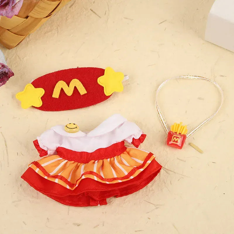 Labubu 17cm Clothes Outfit Accessories For Labubu Dolls Clothing Kids Gift French Fries Apron And M Hat Work Uniforms FF15G Labubu 17cm Clothes Outfit Accessories For Labubu Dolls Clothing Kids Gift French Fries Apron And M Hat Work Uniforms FF15G