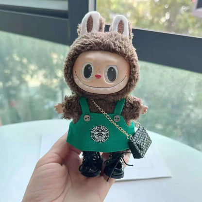Labubu 17cm Doll's Clothes The Monsters Outfit Accessories Clothing Cartoon Green Coffee Dress Shoes Labubu 17cm Doll's Clothes The Monsters Outfit Accessories Clothing Cartoon Green Coffee Dress Shoes