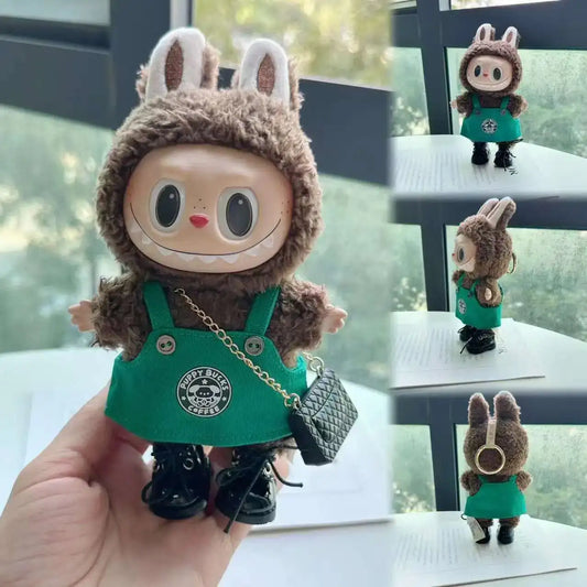 Labubu 17cm Doll's Clothes The Monsters Outfit Accessories Clothing Cartoon Green Coffee Dress Shoes Labubu 17cm Doll's Clothes The Monsters Outfit Accessories Clothing Cartoon Green Coffee Dress Shoes