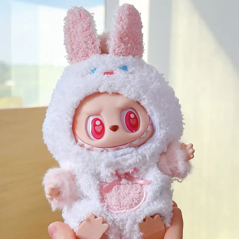 Labubu 17cm Sitting Party Vinyl Dolls Cloth Body Suit Toy Third Generation Pull String Puppet Animal Onesie Replacement Costume Labubu 17cm Sitting Party Vinyl Dolls Cloth Body Suit Toy Third Generation Pull String Puppet Animal Onesie Replacement Costume