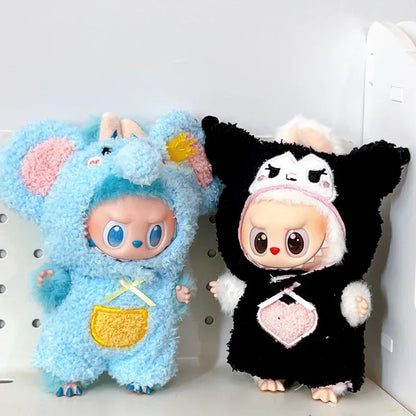 Labubu 17cm Sitting Party Vinyl Dolls Cloth Body Suit Toy Third Generation Pull String Puppet Animal Onesie Replacement Costume Labubu 17cm Sitting Party Vinyl Dolls Cloth Body Suit Toy Third Generation Pull String Puppet Animal Onesie Replacement Costume