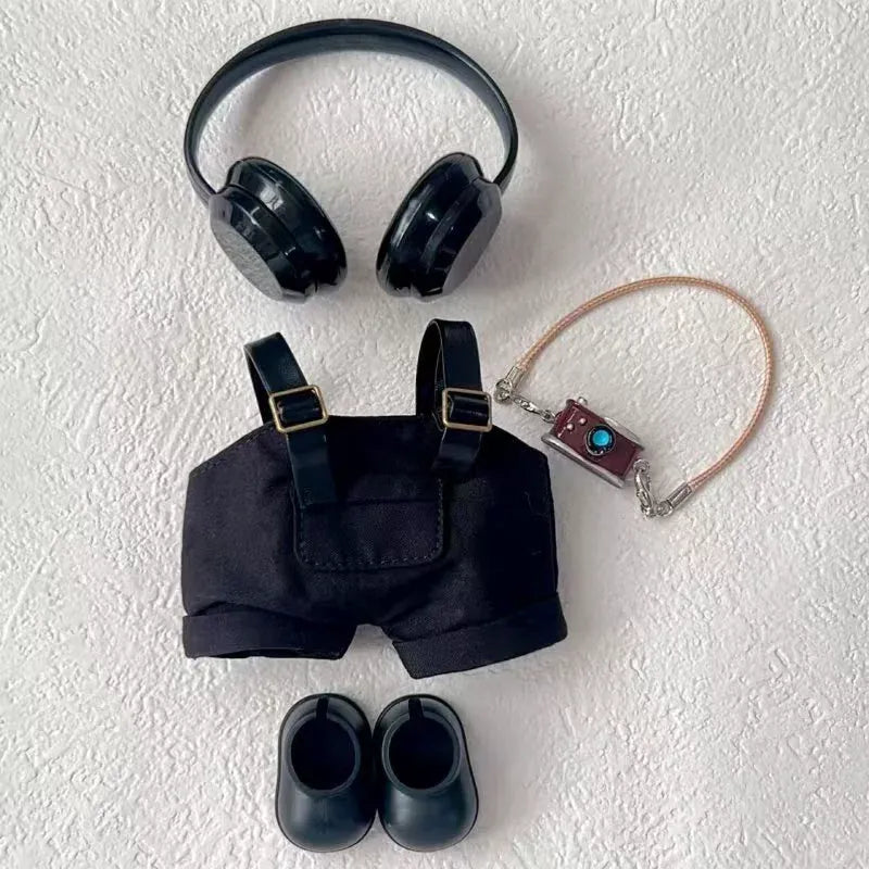 labubu clothes for 15-17cm Labubu clothing set includes headphones waist belt pants and accessories labubu clothes for 15-17cm Labubu clothing set includes headphones waist belt pants and accessories
